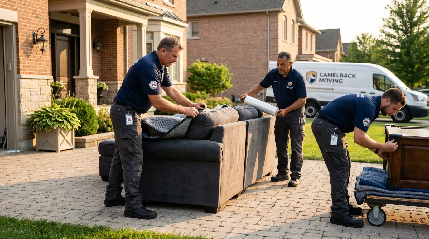 Large estate moving crew wrapping furniture in Schofield Barracks, HI